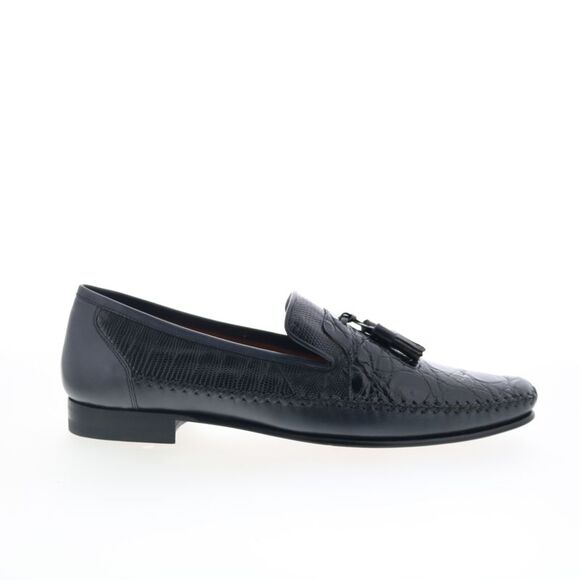 Mezlan Mens Crocodile Alligator Tassle Loafers Black Shoes (NWT) - Picture 1 of 4